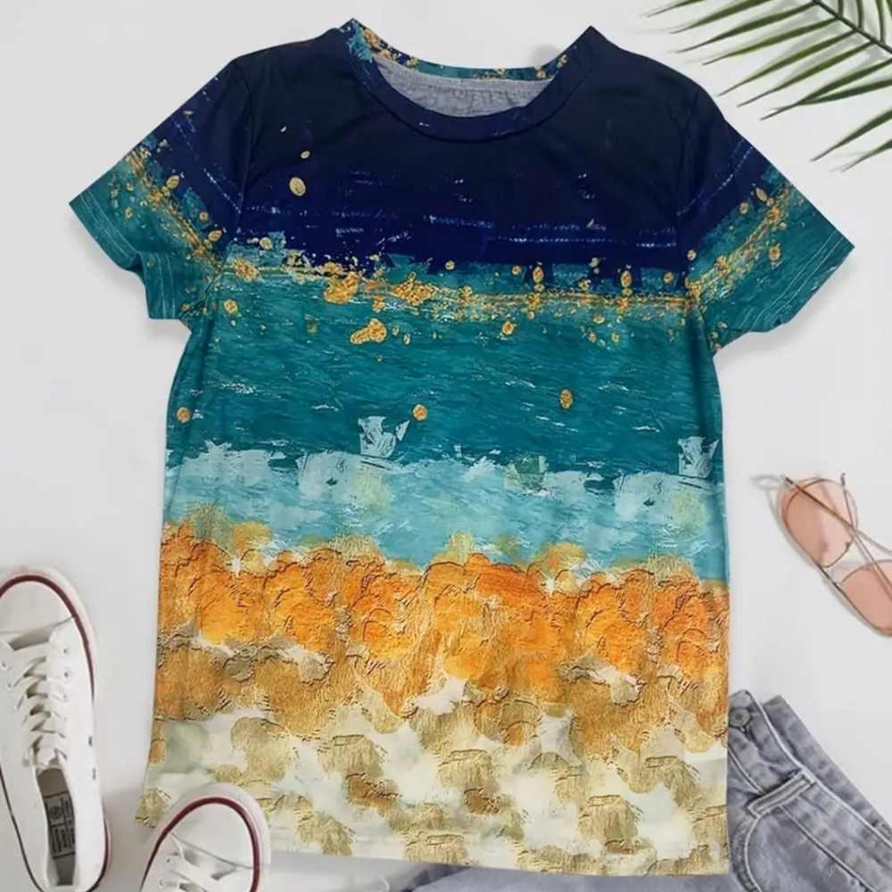 Womens striped tye dye block shirt - Picture 2 of 4